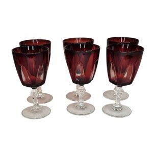 Cristal DArques Durand Ruby Wine Glasses Set Of 6 Gothic Arches Discontinued